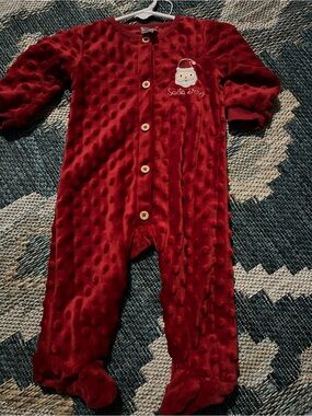 Le Top Red Santa Baby Plush Footed One-Piece